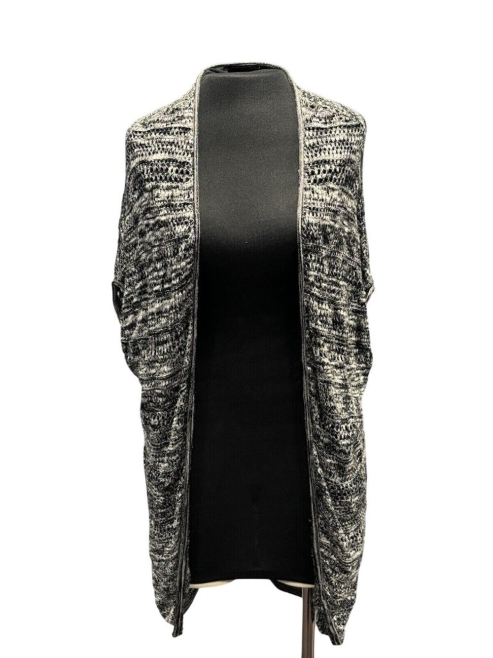 In Love With Derek Knit Cardigan Sweater Black Grey White Large/XL